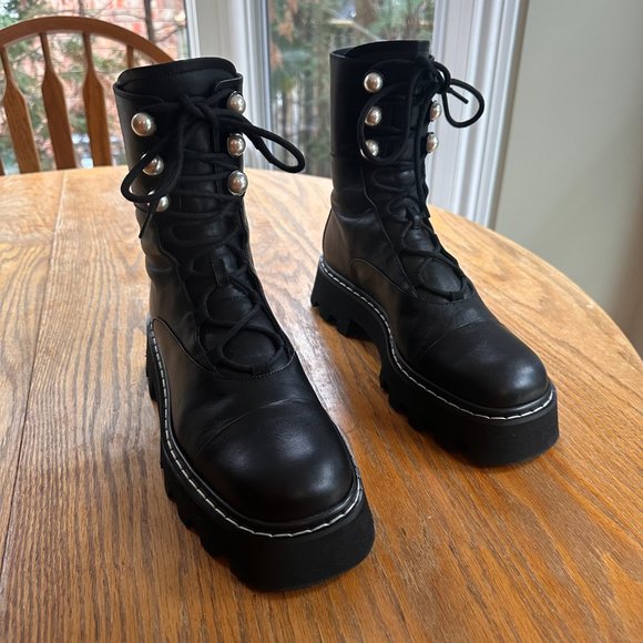 Nicoholas Kirkland Black Pearlology Combat Ankle Boots - Picture 3 of 8